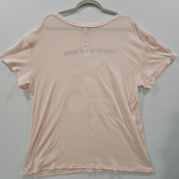 Express One Eleven Women Pink XL Sheer Short Sleeve T-Shirt Take Me To The Beach - Picture 2 of 7